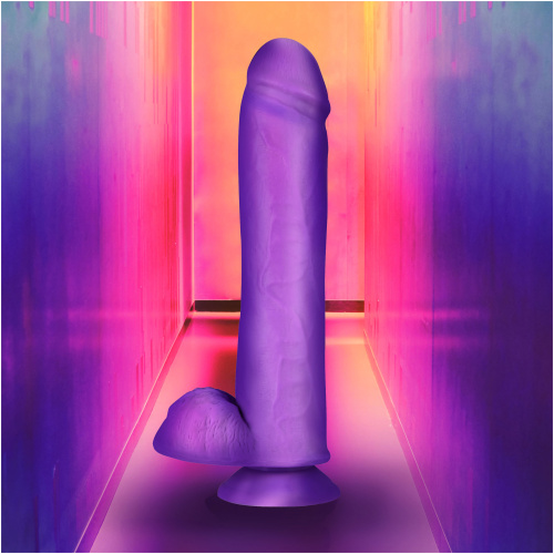 Neo Elite - 11 Inch Silicone Dual Density Cock With Balls - Neon Purple