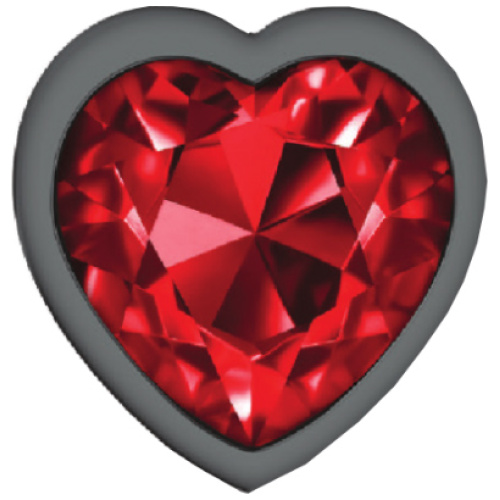 Cheeky Charms-Gunmetal Metal Butt Plug- Heart-Dark Red-Medium