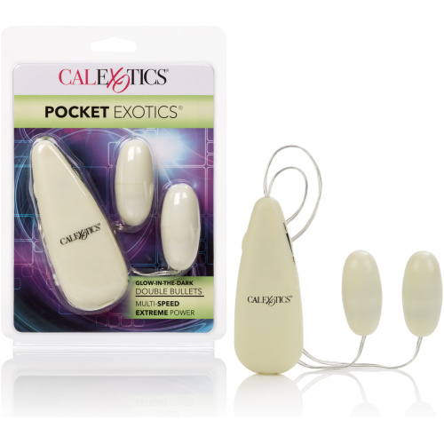Glow-in-the-Dark Pocket Exotics Vibrating Glowing Double Bullets