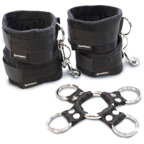 5 Piece Hog Tie and Cuff Set - Black