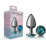 Cheeky Charms-Gunmetal Metal Butt Plug- Round-Teal-Large