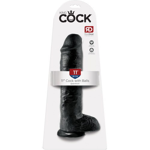 King Cock 11 Inch With Balls - Black