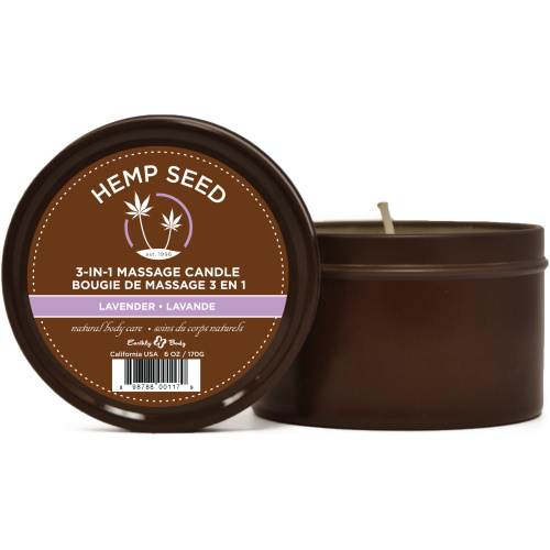 Hemp Seed 3-in-1 Massage Candle - Lavender - 6 Oz.