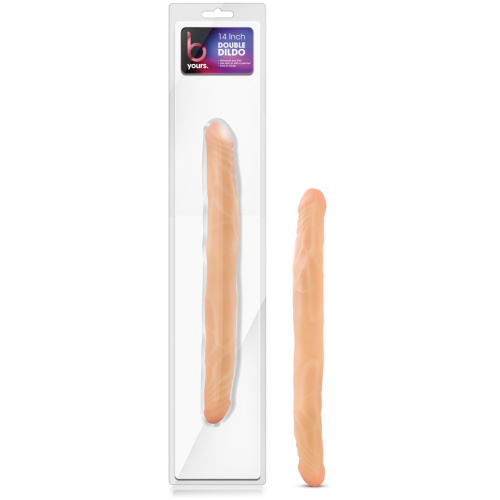 B Yours 14 Inch Double Dildo - Beige