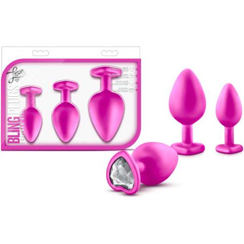 Luxe - Bling Plugs Training Kit - Pink With White Gems