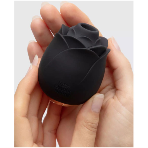 Fifty Shades of Grey Black Rose Silicone Clitoral Suction Stimulator - Black