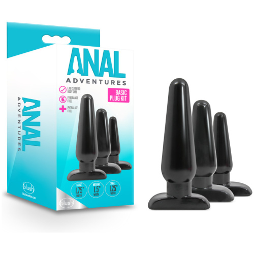 Anal Adventures - Basic Plug Kit - Black