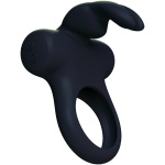 Ohhh Bunny Frisky Bunny Vibrating Ring - Black Pearl