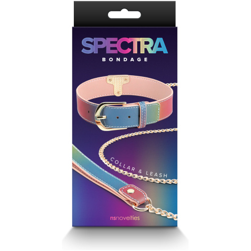 Spectra Bondage - Collar and Leash - Rainbow