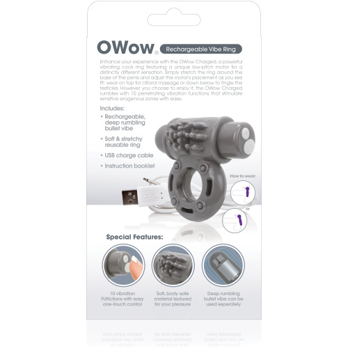 Charged Owow Rechargeable Vibe Ring - Grey