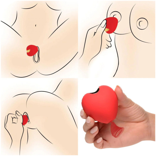 Shegasm 10x Heart Desire Silicone Suction Clit Stimulator - Red