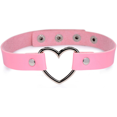 Dark Heart Chrome Heart Choker - Pink