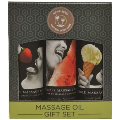 Edible Massage Oil Gift Set Box - 2 Fl. Oz. Bottles - Strawberry