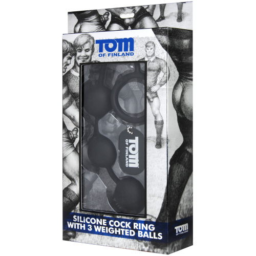 Tom of Finland Silicone Cock Ring With 3 Weighted Balls