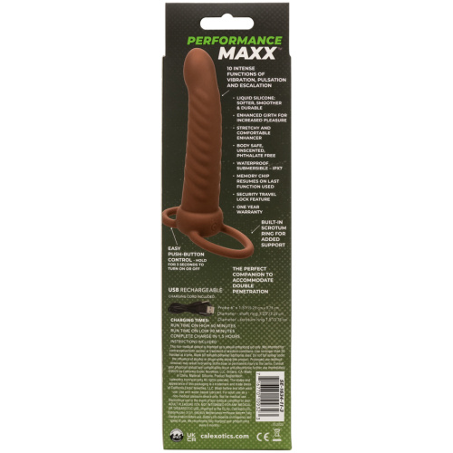Performance Maxx Rechargeable Ribbed Dual Penetrator - Brown