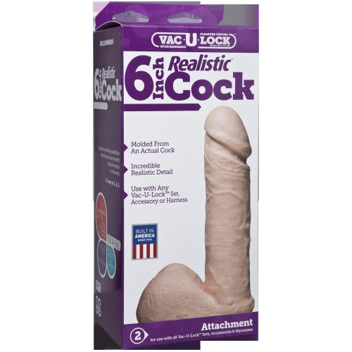 Vac-U-Lock 6 Inch Realistic Cock - White