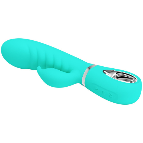Prescott Super Soft Rabbit Silicone Vibrator - Teal