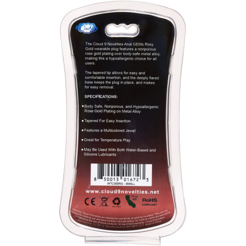 Cloud 9 Novelties Gems Rosy Gold Anal Plug - Small