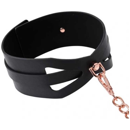 Brat Collar and Leash - Black / Rose Gold