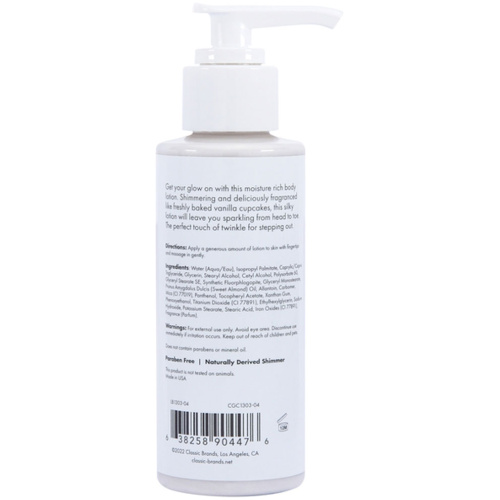 Glow Vanilla Cupcake Shimmer Lotion Silver 4 Oz