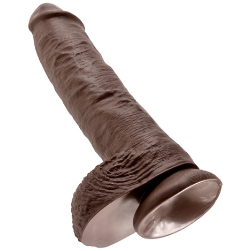 King Cock 10-Inch Cock With Balls - Brown