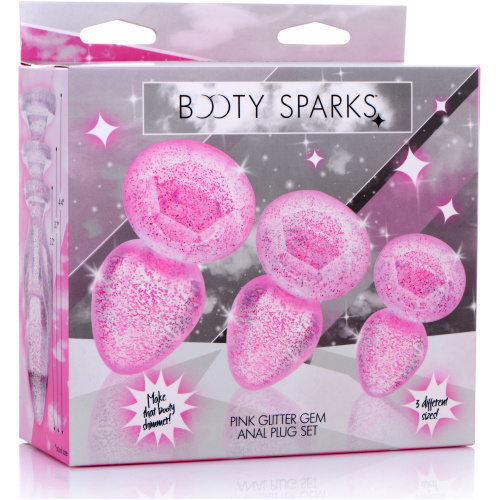 Glitter Gem Anal Plug Set - Pink