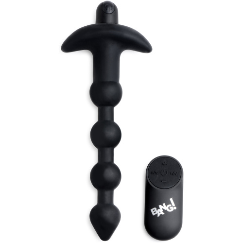 Bang - Vibrating Silicone Anal Beads and Remote Black