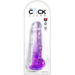 King Cock Clear 8 Inch With Balls - Purple