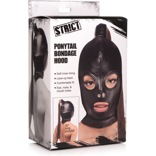 Ponytail Bondage Hood - Black