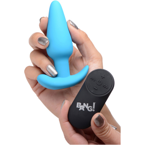 21x Silicone Butt Plug With Remote - Blue