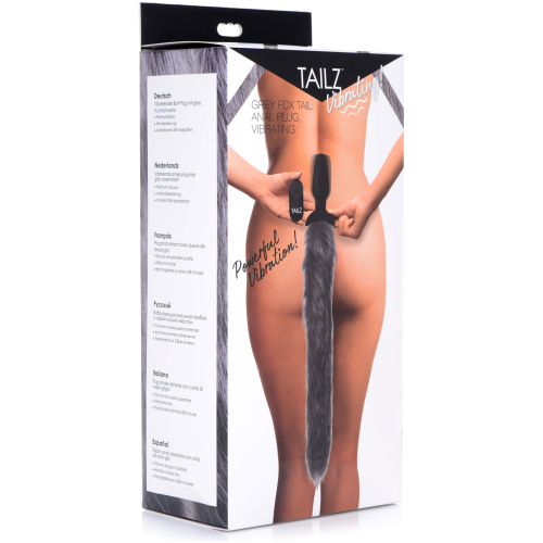 Grey Fox Tail Vibrating Anal Plug