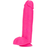 Neo Elite - 10 Inch Silicone Dual Density Cock  With Balls - Neon Pink