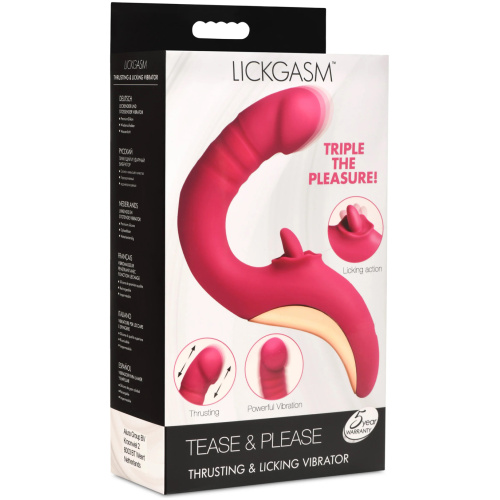 Tease and Please Thrusting and Licking Vibrator -  Fuchsia