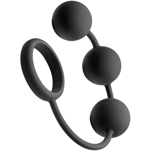 Tom of Finland Silicone Cock Ring With 3 Weighted Balls