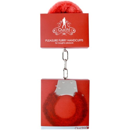 Pleasure Handcuffs Furry - Red