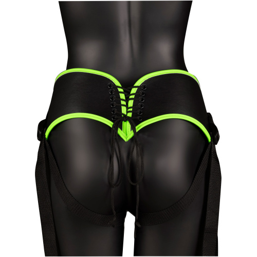 Bonded Leather Strap-on With Silicone Dildo 5.7 Inch - Glow in the Dark