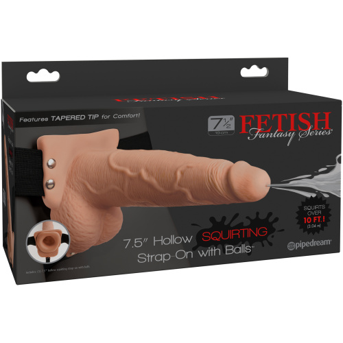 Fetish Fantasy Series 7.5 Inch Hollow Squirting Strap-on With Balls - Flesh