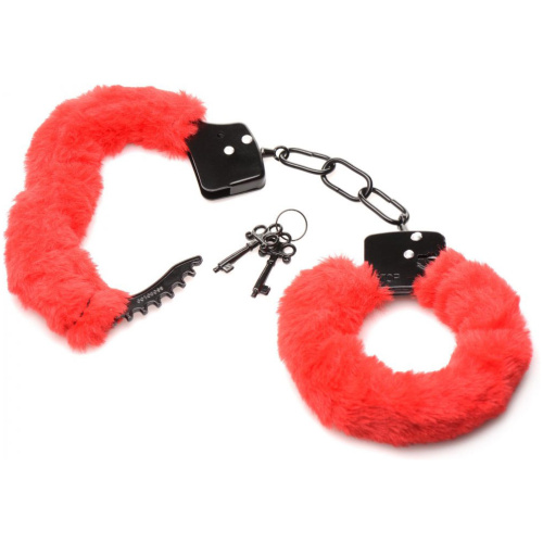 Cuffed in Fur Furry Handcuffs - Red