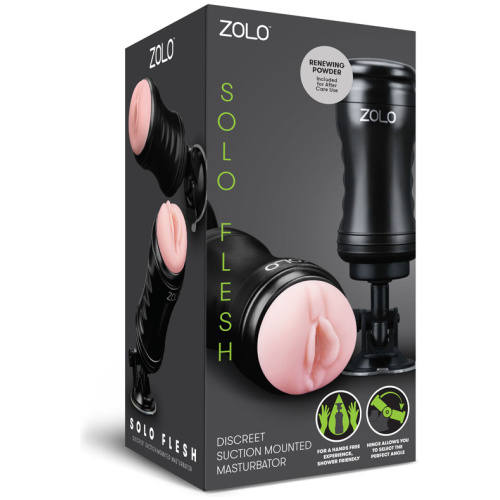 Zolo Solo Flesh Discreet Suction Mounted Masturbator - Black