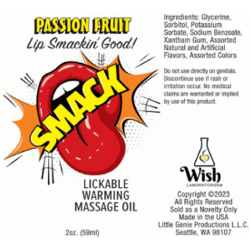 Smack Warming and Lickable Massage Oil - Passion  Fruit 2 Oz