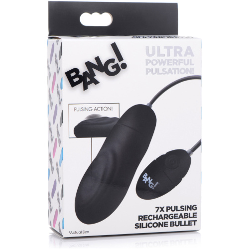 7x Pulsing Rechargeable Silicone Bullet- Black