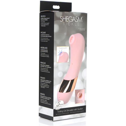 Shegasm Tickle Tickling Clit Stimulator With Suction - Pink
