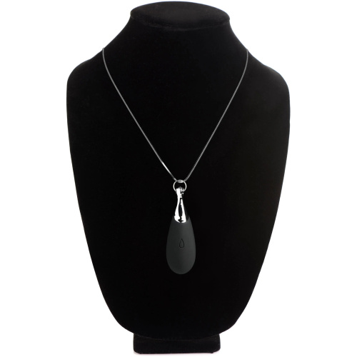 10x Vibrating Silicone Teardrop Necklace - Black