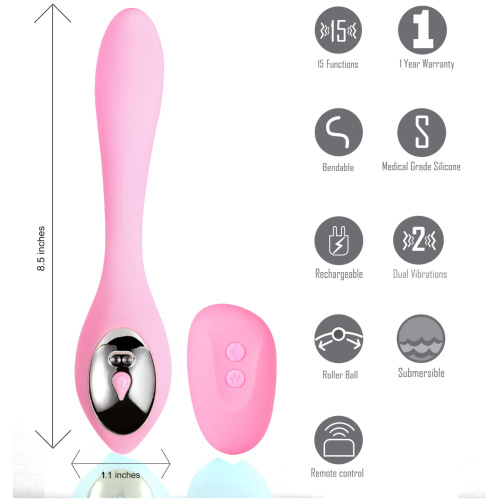 Harmonie Rechargeable Remote Silicone Bendable Vibrator - Pink