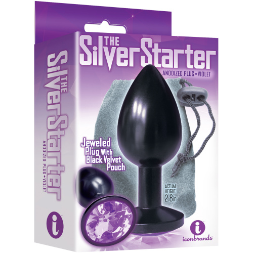 The 9's the Silver Starter Anodized Bejeweled Stainless Steel Plug - Violet
