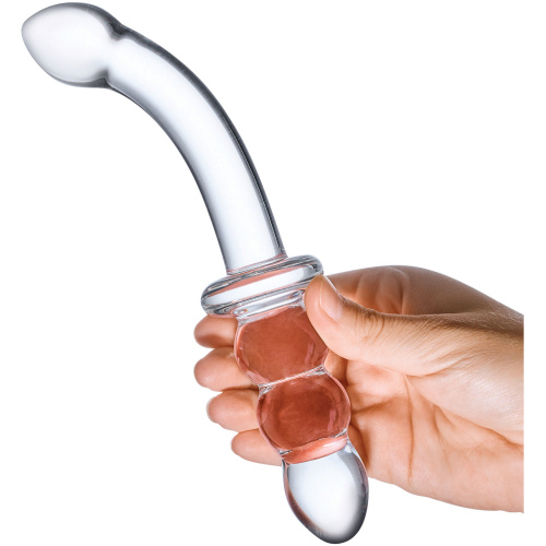 8 Inch Ribbed G-Spot Glass Dildo - Clear