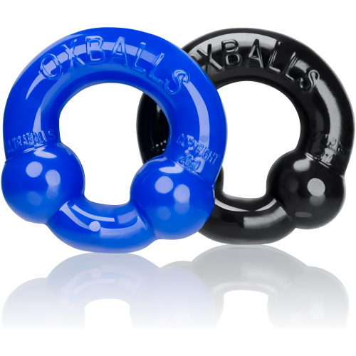 Ultraballs 2- Piece Cockring Set - Black & Police Blue