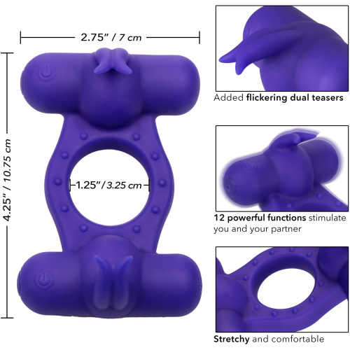 Silicone Rechargeable Triple Orgasm Enhancer -  Purple