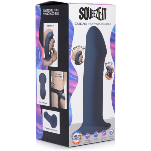 Squeezable Thick Phallic Dildo - Blue