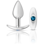 Cheeky Charms-Silver Metal Butt Plug Kit- Clear/teal